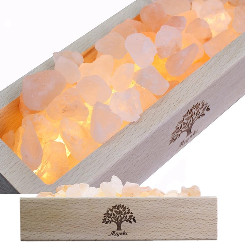 mlynkl Himalayan Salt Lamp Diffuser - 300g Pink Salt with Wood Base, USB Powered, Warm Light for Aromatherapy, Relaxation, Meditation, Home Decor, Gifts - Image 1